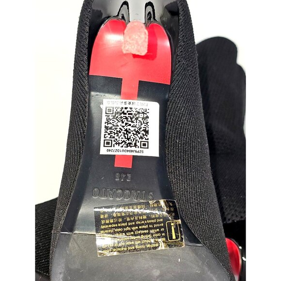 Staccato Women's Black Knit Pointed Toe Mid Socks Boots Red Heels Sz 9.5 40 314 - Picture 8 of 16